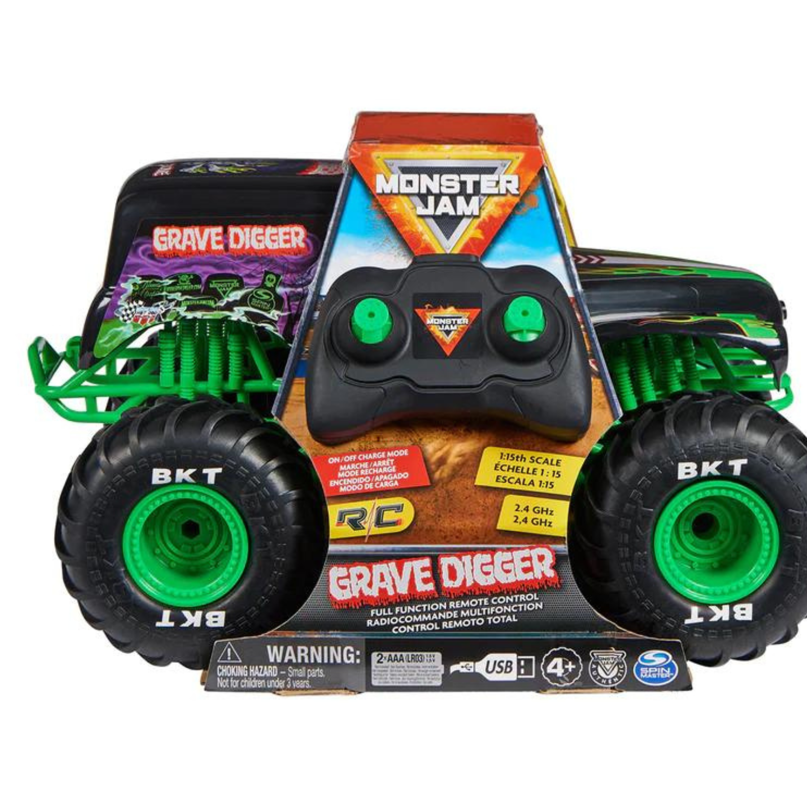 Monster Jam, Official Grave Digger Remote Control Truck 1:15 Scale, 2.4GHz.