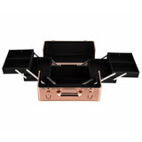 Cosmetic Beauty Case Makeup Bag Butterfly Fold-out Compartments Rose Gold