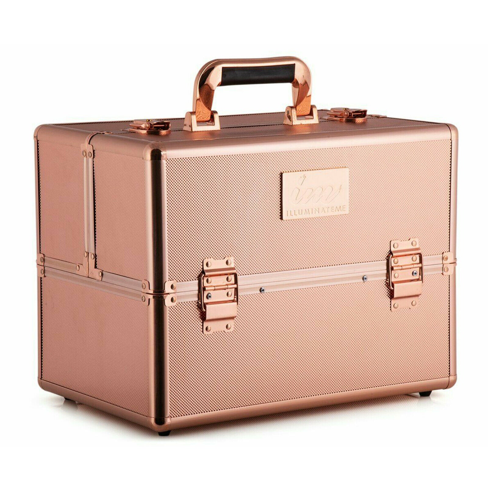 Cosmetic Beauty Case Makeup Bag Butterfly Fold-out Compartments Rose Gold