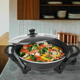 Electric Casserole Pot Wok Frying Pan Frypan Saucepan Cooking Cookware Glass Lid