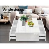 Artiss Modern Coffee Table 4 Storage Drawers High Gloss Living Room Furniture Wh