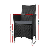 Outdoor Bistro Set Chairs Patio Furniture Dining Wicker Garden Cushion x2 Gardeo
