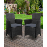 Outdoor Bistro Set Chairs Patio Furniture Dining Wicker Garden Cushion x2 Gardeo