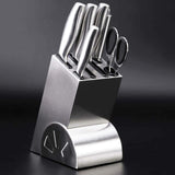 Professional Full Stainless Steel 7 piece Knife Block Set Deluxe Kitchen Knives
