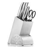 Professional Full Stainless Steel 7 piece Knife Block Set Deluxe Kitchen Knives