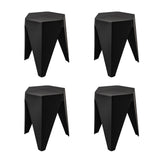 Artiss 4PC Puzzle Stool Plastic Bar Stools Stackable Black