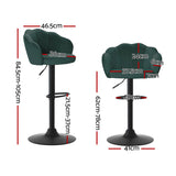 Artiss 4x Bar Stools Gas Lift Velvet Green