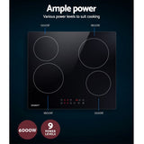 Devanti Electric Ceramic Cooktop 60cm Touch Control