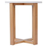 Cara Marble Side Table Round shape Natural Marble Top White and wooden.