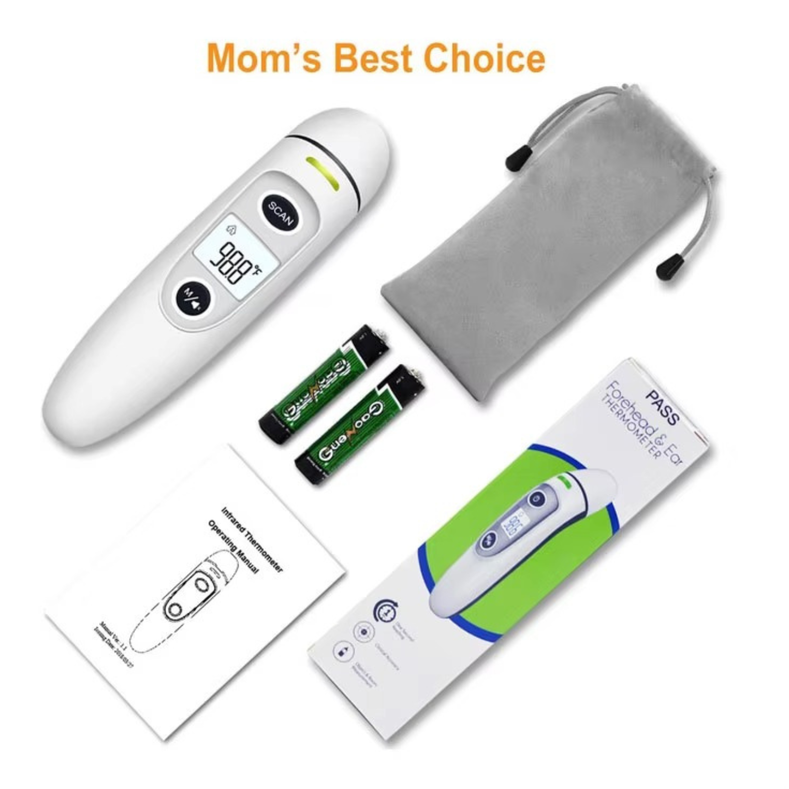 Digital Forehead Ear Thermometer Non-Touch for Children, Baby, Parents