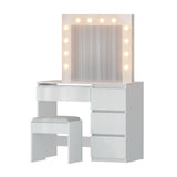 Artiss Dressing Table Set Stool 12 Led Bulbs White