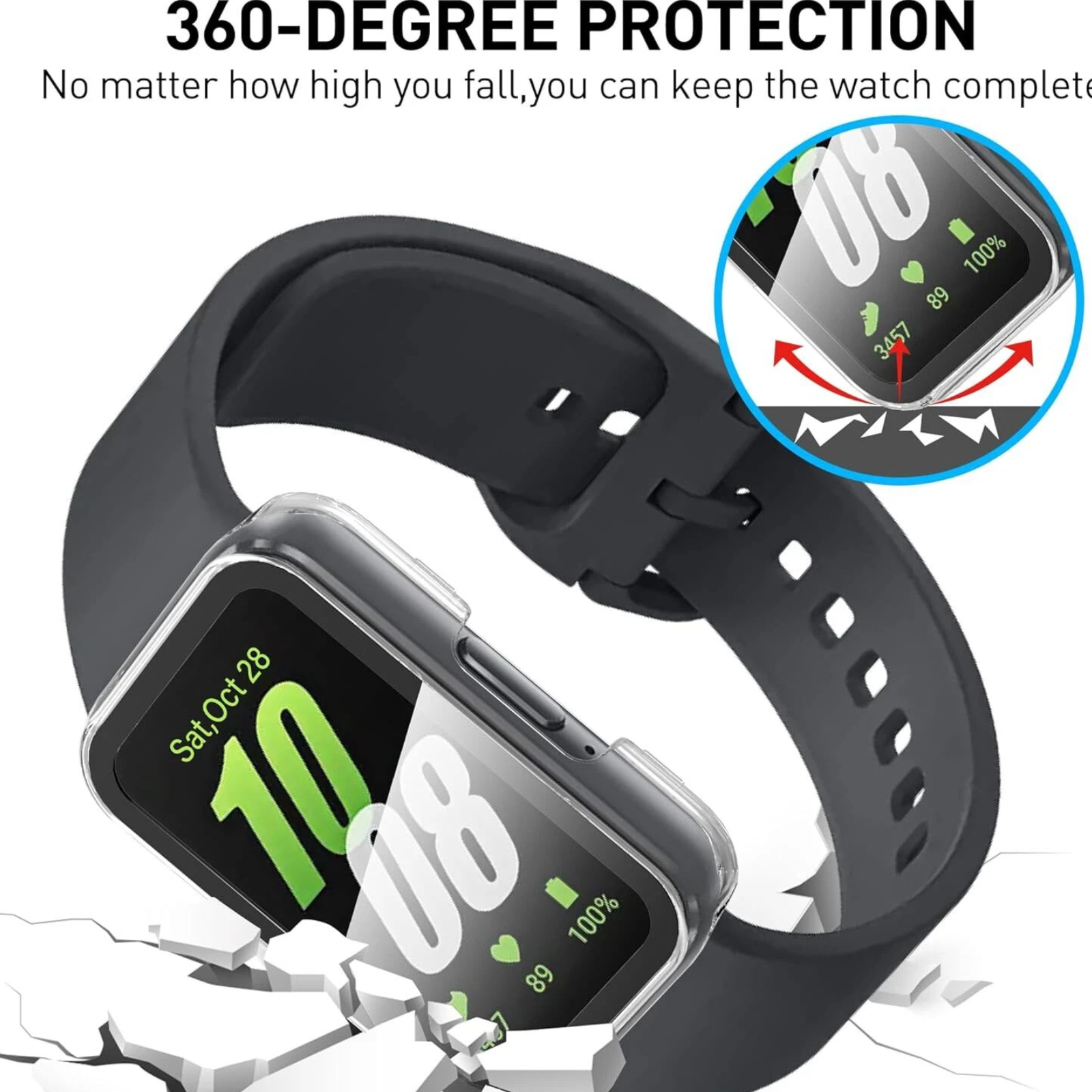 For Samsung Galaxy Fit 3 Screen Protector Tempered Glass PC Full Case Cover