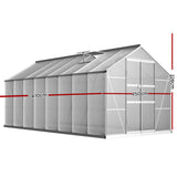 Green Fingers Greenhouse 4.7x2.5x2.26M Double Doors Aluminium Green House Garden Shed