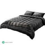 Giselle Bedding Faux Mink Quilt Comforter Throw Blanket Doona Charcoal Queen