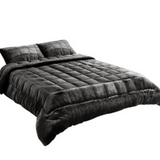 Giselle Bedding Faux Mink Quilt Comforter Throw Blanket Doona Charcoal Queen