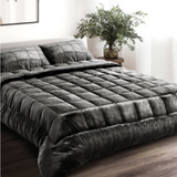 Giselle Bedding Faux Mink Quilt Comforter Throw Blanket Doona Charcoal Queen