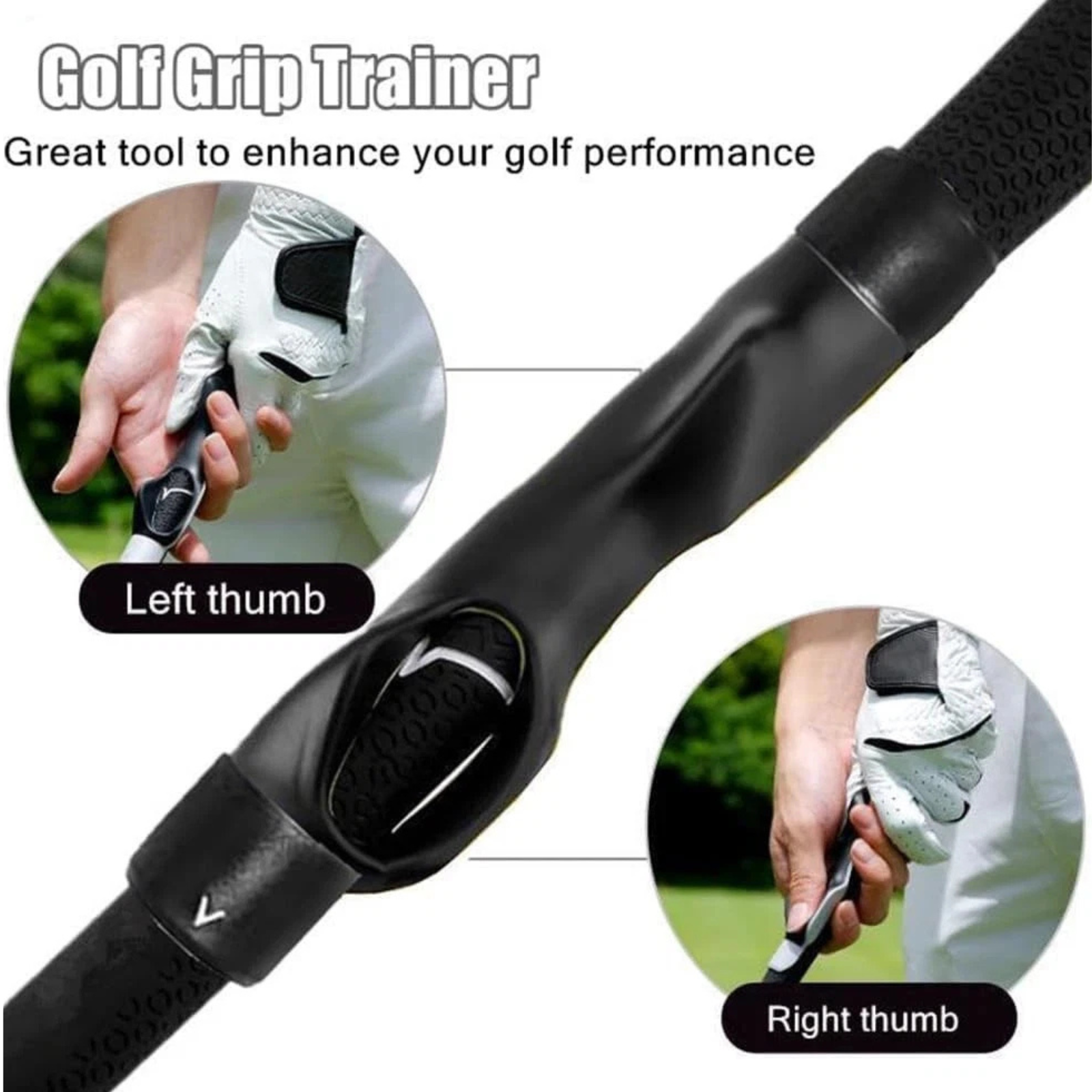 Golf Trainer Grip Aid Attachment for Golf Club Swing Training Practice in Box