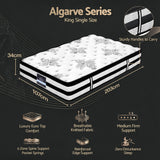 Giselle Bedding 34cm Mattress Euro Top Pocket Spring King Single