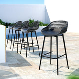 Gardeon 4x Outdoor Bar Stools Plastic Black