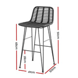 Gardeon 2-Piece Black Wicker Rattan Outdoor Bar Stools for Patio Dining