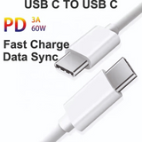 PD 60W Dual USB Type C to USB-C Charging Cable Nylon Data Cord Fast Charger.