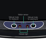 Devanti 58L Motion Sensor Bin Rubbish Automatic Black