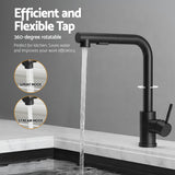 Cefito Stainless Steel Sink 44x44CM With Pull Out Mixer Tap Kitchen Basin Single Bowl Black