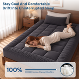 Giselle Bedding Bamboo Charcoal Filling Pillowtop Topper 1000GSM 5cm Thick Pillowtop Pad for Back Pain Relief Washable with 45cm Deep Pocket King Single