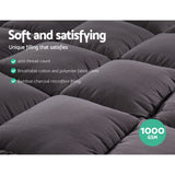 Giselle Bedding Bamboo Charcoal Filling Pillowtop Topper 1000GSM 5cm Thick Pillowtop Pad for Back Pain Relief Washable with 45cm Deep Pocket King Single