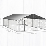 Large Outdoor Dog Kennel Steel Enclosure Pet Run Puppy Playpen House Cage Roof