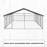 Large Outdoor Dog Kennel Steel Enclosure Pet Run Puppy Playpen House Cage Roof