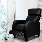 Artiss Recliner Chair Luxury Sofa Lounge Padded PU Leather Armchair Couch Black.