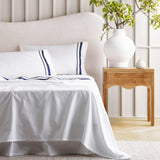 Cloud 1000 TC Egyptian Cotton White Navy Super King Sheet sets by Renee Taylor