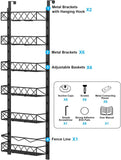 6 Tier Adjustable Baskets Over Door Pantry Organiser for Home Kitchen