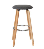 2 Cotton/Steel Modern Padded Barstools (Grey/Wood)