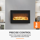 CARSON 80cm Wall Mounted Electric Fireplace Heater with Flame Effect Options