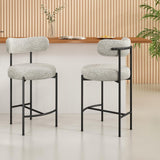 Sleek White Quartz Metal Boucle Elsa Bar Stools - Modern Kitchen & Dining Seating