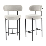 Sleek White Quartz Metal Boucle Elsa Bar Stools - Modern Kitchen & Dining Seating