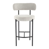 Sleek White Quartz Metal Boucle Elsa Bar Stools - Modern Kitchen & Dining Seating