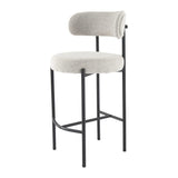 Sleek White Quartz Metal Boucle Elsa Bar Stools - Modern Kitchen & Dining Seating