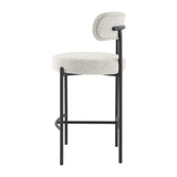 Sleek White Quartz Metal Boucle Elsa Bar Stools - Modern Kitchen & Dining Seating