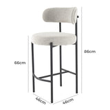 Sleek White Quartz Metal Boucle Elsa Bar Stools - Modern Kitchen & Dining Seating