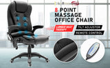 La Bella Black Massage 8 Point Vibration Heated Ergonomic Executive Office Chair