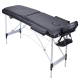 YES4HOMES 2-Fold Portable Aluminum Massage Table - Beauty Therapy Bed, Black