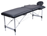 YES4HOMES 2-Fold Portable Aluminum Massage Table - Beauty Therapy Bed, Black