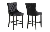 Set of 2 French Provincial Black Bar Stools with Footrest – Elegant & Comfortable Design