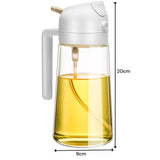 600ml 2 in 1 Glass Oil Sprayer Dispenser Kitchen Sprayz Cooking Baking Oil Bottle BBQ Spray White