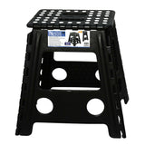 39cm Black Plastic Folding Step Stool – Portable, Flat Design for Indoor/Outdoor Use