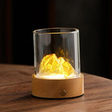 Gold LED Mountain Night Light - USB Rechargeable Glass Lamp, Warm Ambient Bedside Decor