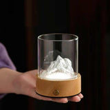 Gold LED Mountain Night Light - USB Rechargeable Glass Lamp, Warm Ambient Bedside Decor